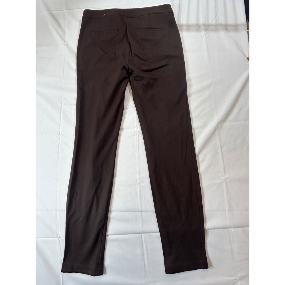 Talbots Womens 4 Skinny Ankle Pants Brown Stretch Zip Pockets Gold Crest Button